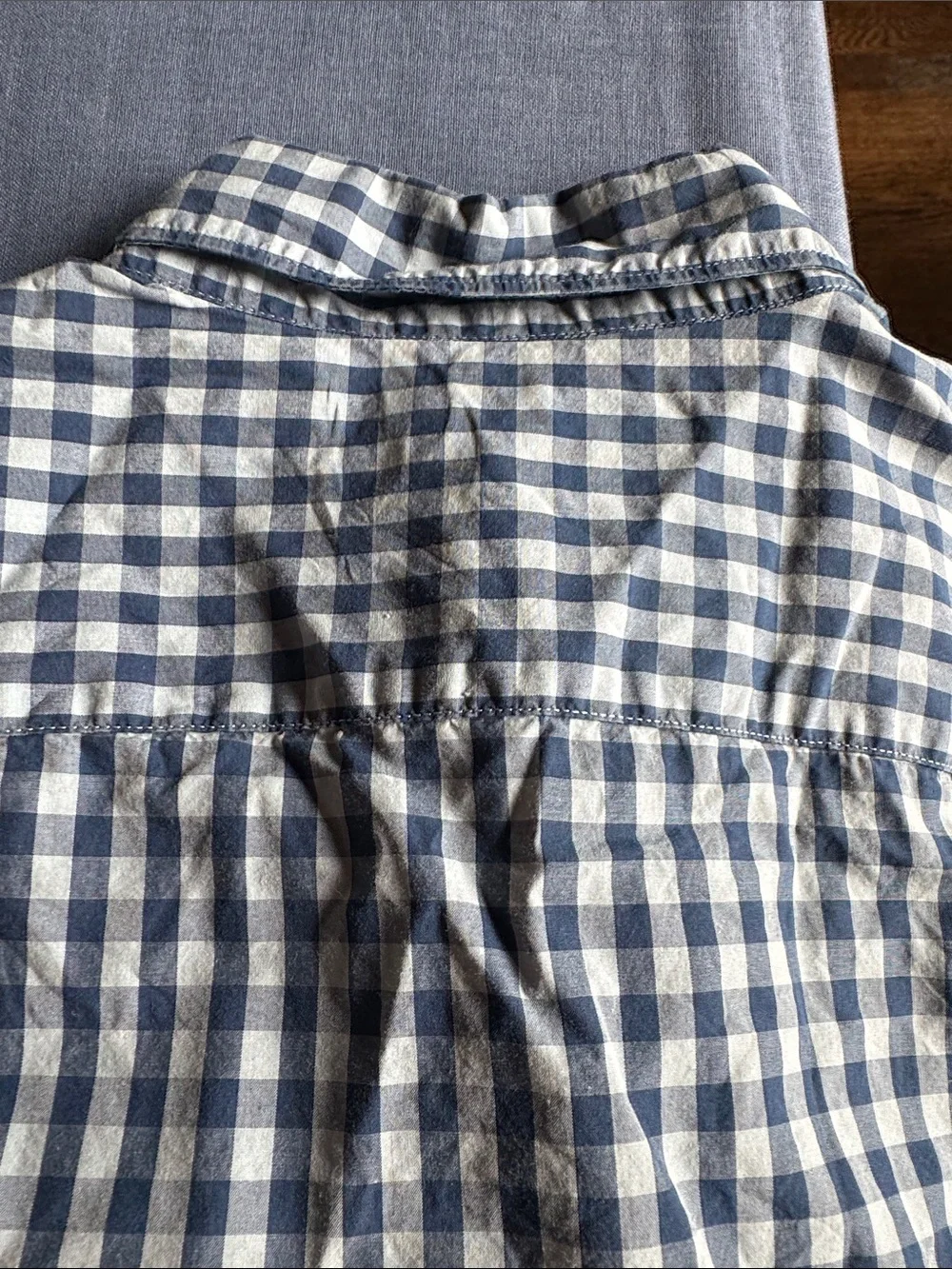J. Crew Navy and Light Blue Gingham Button-Down Shirt